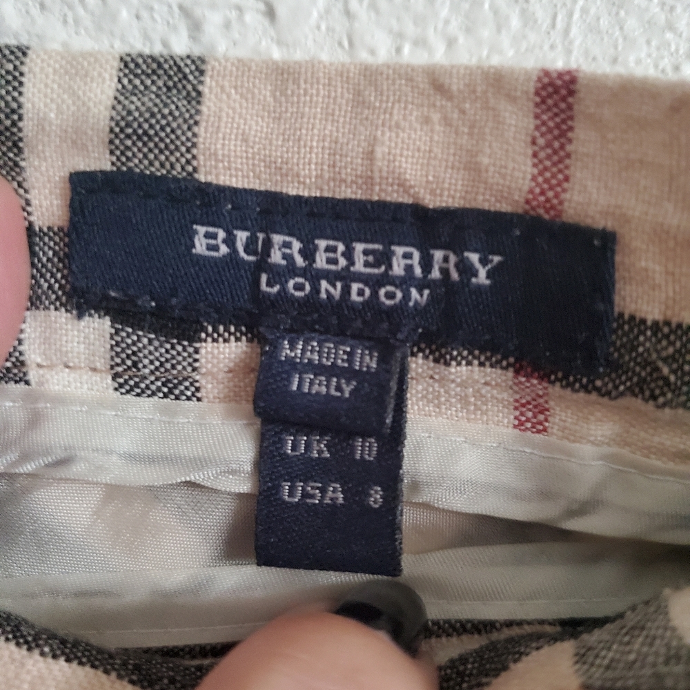 Womens Burberry Cream A Line Linen Skirt - Picture 2 of 2